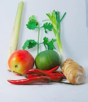 Herb machine used as a component of making Tom Yum on a white background. Stock Photos