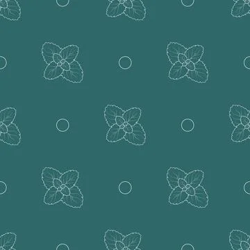 Herb print. seamless pattern with mint leafs. Stock Illustration