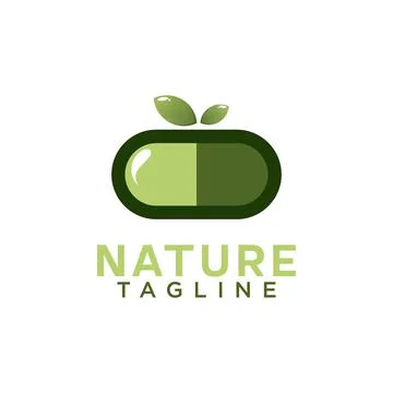 Herbal capsule logo Stock Illustration