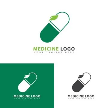 Herbal capsule logo Stock Illustration