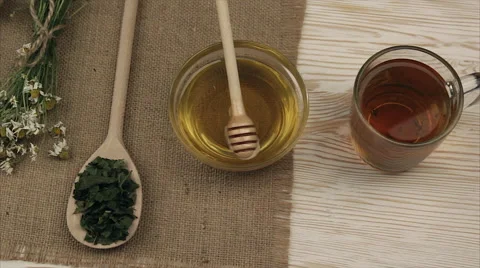 Herbal dried tea with honey Stock Footage 66792446