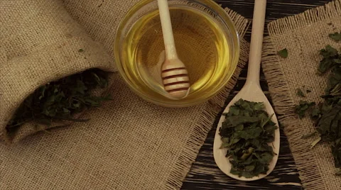 Herbal dried tea with honey 스톡 동영상 66792601