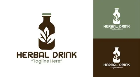 Herbal Drink Logo Creative Natural Beverage Branding Stock Illustration