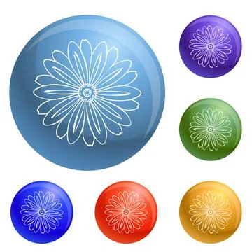 Herbal flower icons set vector Stock Illustration