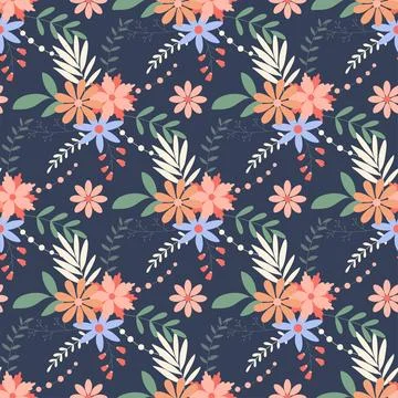 Herbal flowers Background spring wild flowers and foliage Иллюстрация