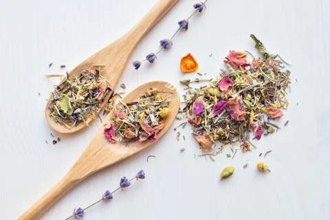 Herbal flowers tea Stock Photos