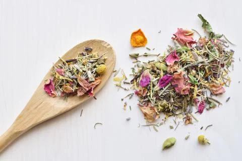 Herbal flowers tea Stock Photos