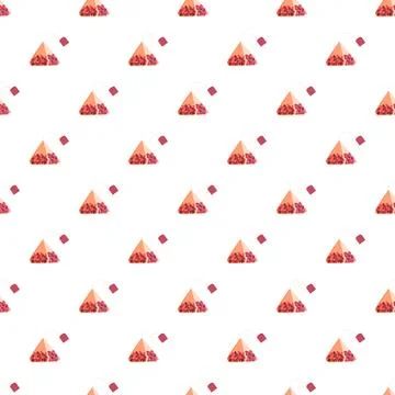 Herbal fruit tea pyramids seamless pattern on white background 스톡 일러스트