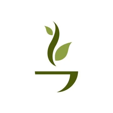 Herbal green cup of tea with leaf isolated on the white background. Stock Illustration