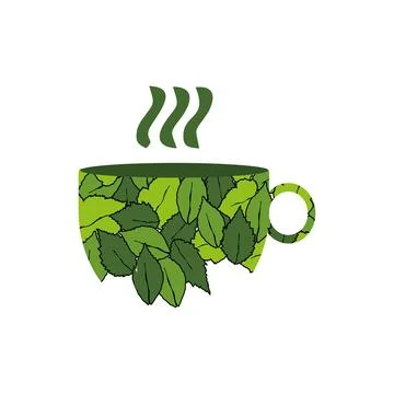 A herbal hot leaf tea for fresh and healthy life logo Stock Illustration