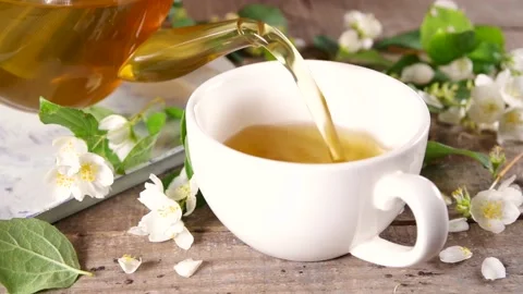 Herbal jasmin flower tea Video stock 197775630