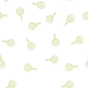 Herbal leaf in laboratory flask glyph vector seamless pattern Illustrazione stock