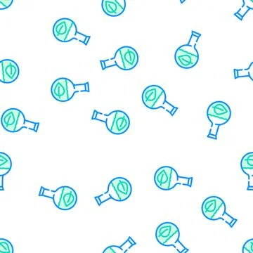 Herbal leaf in laboratory flask vector seamless pattern Illustrazione stock