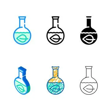 Herbal leaf in laboratory simplified flask color icon vector Stock Illustration