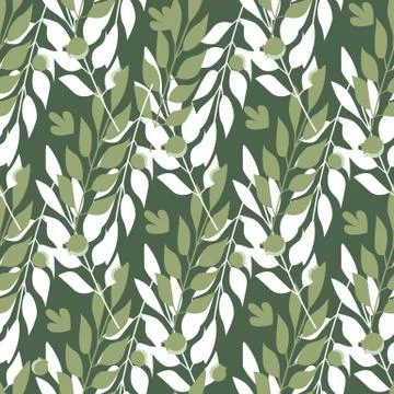 Herbal leaves seamless pattern. Forest vector illustration Illustrazione stock