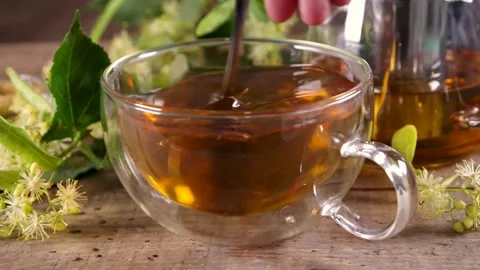 Herbal linden flower tea Stock Footage 198193023