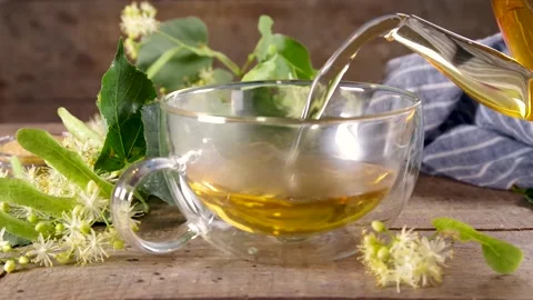 Herbal linden flower tea Stock Footage 198193025
