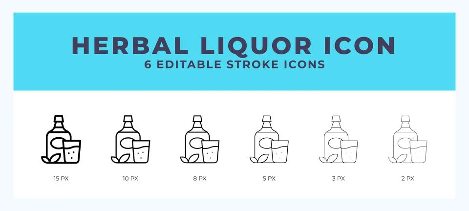 Herbal liquor icon vector for web. And mobile app. Editable stroke outline .. Stock Illustration