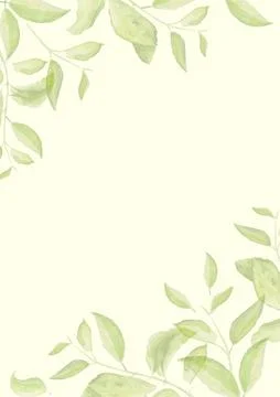 Herbal minimalistic vector frame. Hand painted branches on white background. Stock Illustration