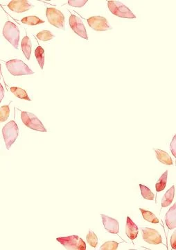 Herbal minimalistic vector template. Hand painted red watercolor leaves on .. Stockillustratie