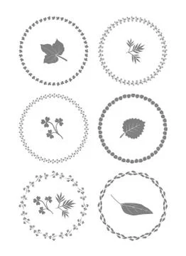 Herbal ornament frames. Set of vector graphic elements for design Illustrazione stock