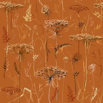 Herbal pattern autumn Stock Illustration