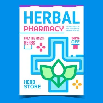 Herbal Pharmacy Creative Promotion Banner Vector Stock Illustration