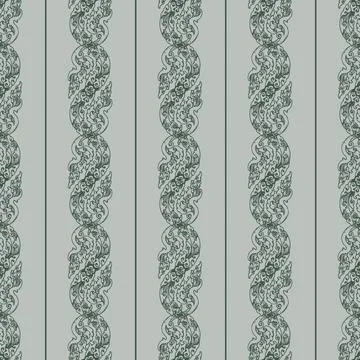 Herbal print. Vector vertical green seamless patterns with Thailand Ethnic fl Stock Illustration