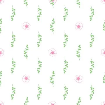Herbal seamless pattern. Light floral background in a modern minimalists styl Stock Illustration