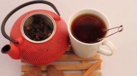 Herbal tea and teapot Stock Footage 55839181