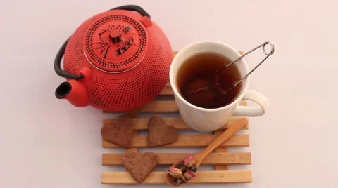 Herbal tea and teapot Stock Footage 55839190
