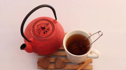 Herbal tea and teapot Stock Footage 55839207