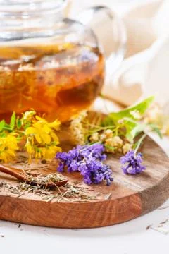 Herbal tea close-up. Foto stock
