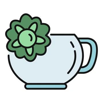 Herbal tea cup with blooming flower icon Stock Illustration