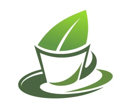 Herbal tea with a green leaf Illustrazione stock