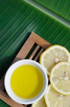 Herbal tea with lemon slices Stock Photos
