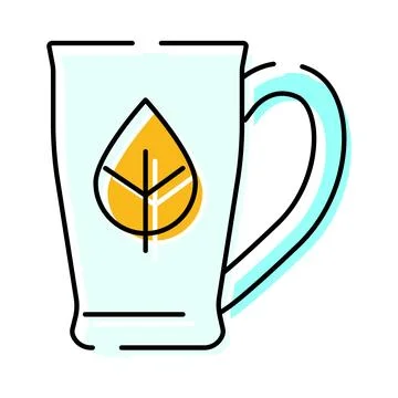 Herbal tea mug with leaf icon illustration Stock Illustration