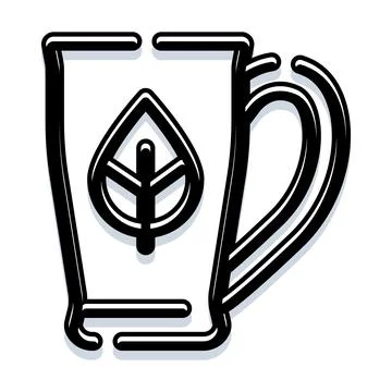 Herbal tea mug with leaf outline icon Stock Illustration