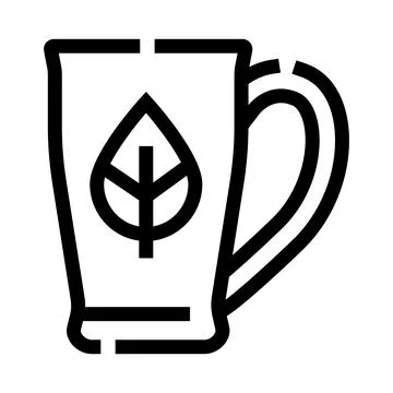 Herbal tea mug with leaf refreshing beverage icon Stock Illustration