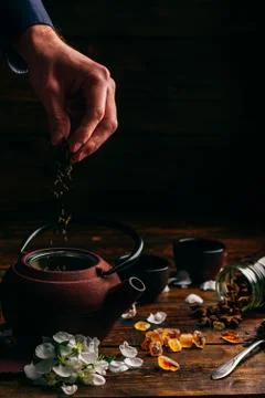 Herbal tea preparing Stock Photos