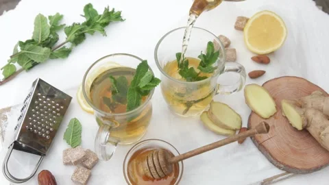 Herbal tea, top view Stock Footage 315560330
