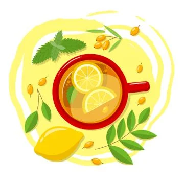 Herbal tea Vector illustration tea with lemon Stock Illustration