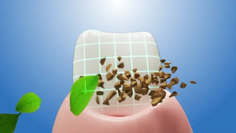 Herbal toothpaste, Showing the removal of tartar from toothpaste or mouthwash, Stock Footage 201684041