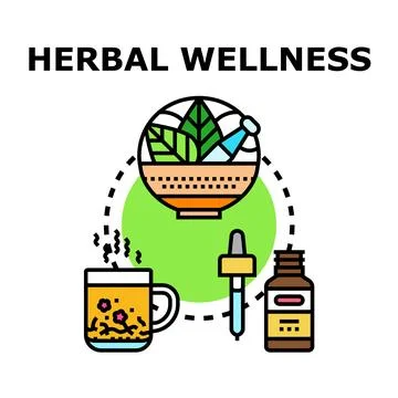 Herbal wellness concept using natural plant remedies Illustration