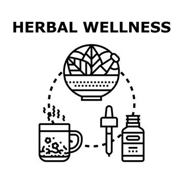 Herbal wellness concept using natural plant remedies Illustration