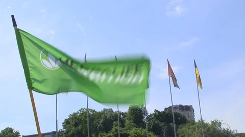 Herbalife green flag evolving in the wind Stock Footage 111309415