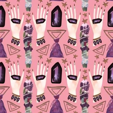 Herbalist's hands create harmony in the house. A magical ritual of cleansing Stock Illustration