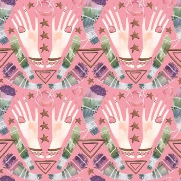 Herbalist's hands create harmony in the house. A magical ritual of cleansing Stock Illustration