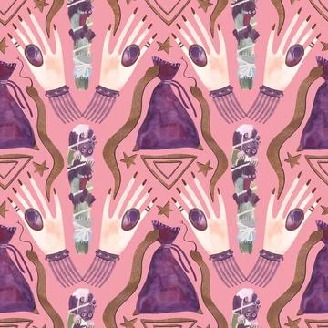 Herbalist's hands create harmony in the house. A magical ritual of cleansing Stock Illustration