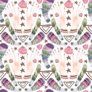 Herbalist's hands create harmony. A magical ritual of cleansing with herbs Stock Illustration